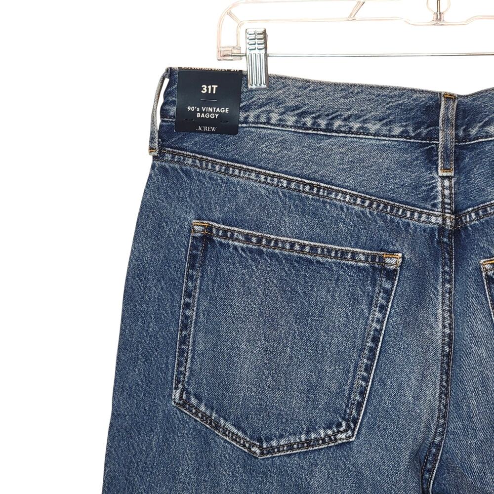 J. Crew NWT 90s Vintage Baggy High Rise Jeans Blue Denim Size 31T - Picture 8 of 12